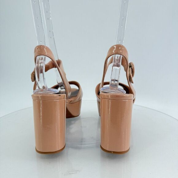 Jeffrey Campbell Platz Sandal Beige Tan Patent Leather Platform Heels Chunky 11 - Picture 11 of 16
